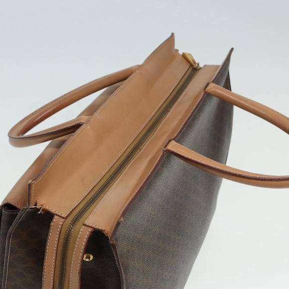 CELINE Macadam Canvas Hand Bag PVC Leather Brown Gold Auth 85545 - Picture 6 of 16